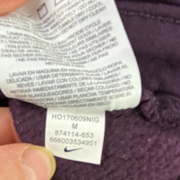 Nike Purple Plum with Silver Sparkle Logo Cowl Neck Hoodie Sz Med - Picture 7 of 14